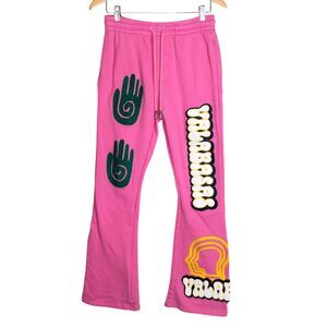 NWT Valabasas Unity Fleece Carmine Rose Flare Sweat Pants M Pink Drawstring